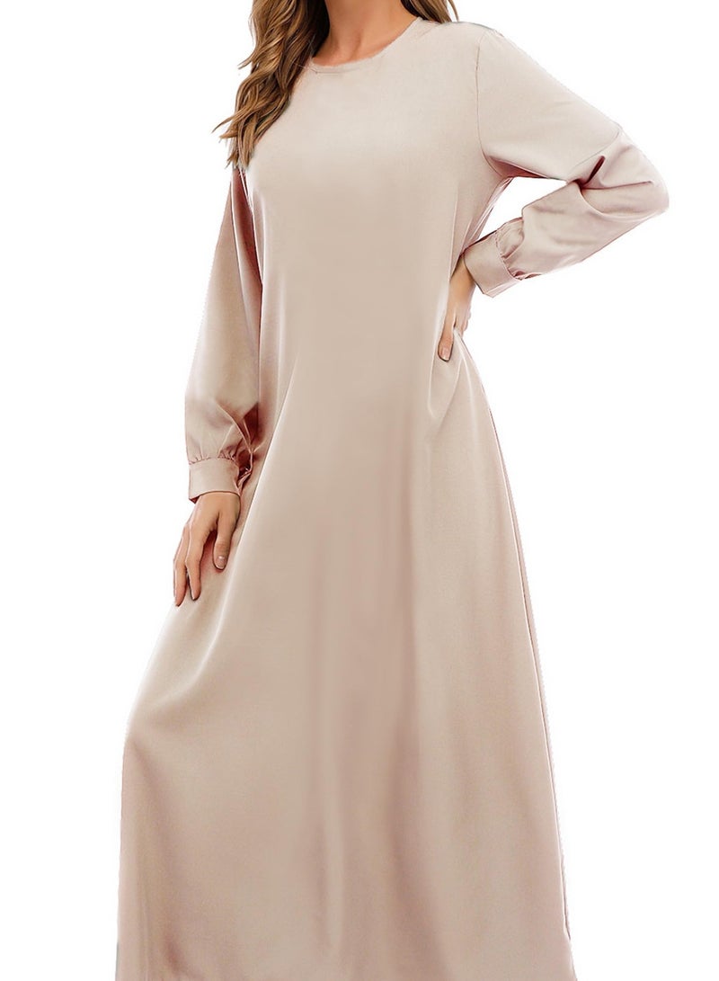 Solid Color Zipper Abaya Muslim Dresses for Women Girls Pockets Islamic Prayer Clothes - Image 2
