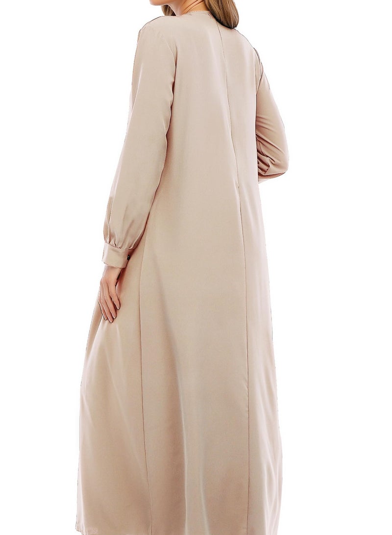Solid Color Zipper Abaya Muslim Dresses for Women Girls Pockets Islamic Prayer Clothes - Image 3