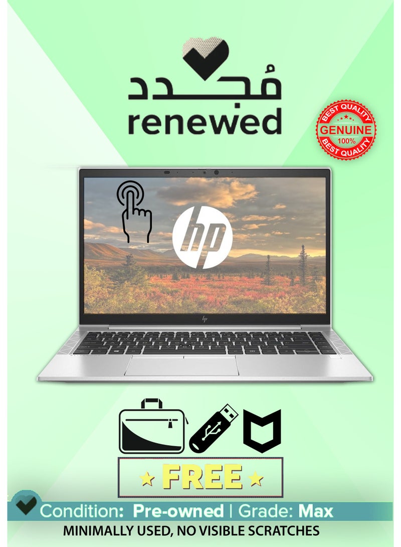 HP Renewed -Elitebook 840 G7 Laptop With Bag & Flash Drive, Antivirus/Full HD 14-Inch Display/Touch Screen/Core i5-10310U/8GbRAM/256Gb SSD/Intel UHD graphics/Windows 10/ English-Arabic Silver English/Arabic silver - Image 1