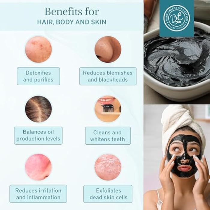 Bare Essentials Living - Bentonite Clay Powder and Activated Charcoal Powder Blend (8oz) Great for Charcoal Face Mask, Facial, Hair Mud Mask, DIY Bentonite Clay Toothpaste, & Charcoal for Soap Making - Image 3