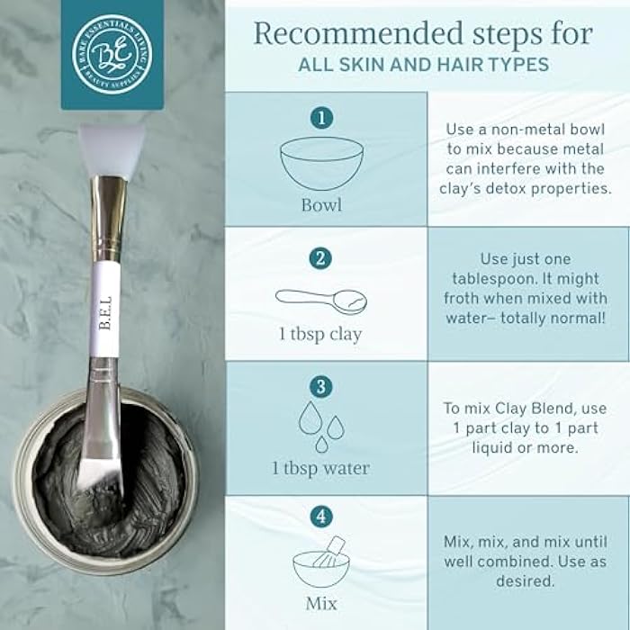 Bare Essentials Living - Bentonite Clay Powder and Activated Charcoal Powder Blend (8oz) Great for Charcoal Face Mask, Facial, Hair Mud Mask, DIY Bentonite Clay Toothpaste, & Charcoal for Soap Making - Image 5