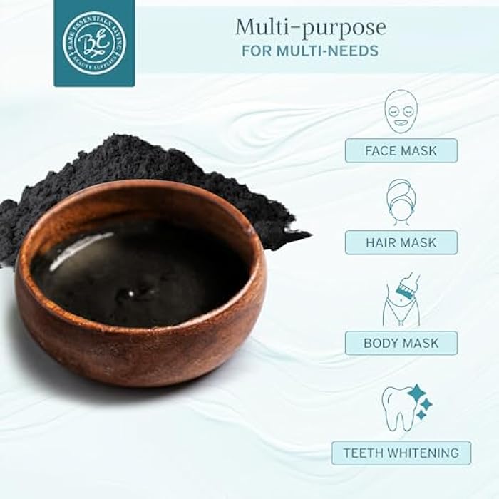 Bare Essentials Living - Bentonite Clay Powder and Activated Charcoal Powder Blend (8oz) Great for Charcoal Face Mask, Facial, Hair Mud Mask, DIY Bentonite Clay Toothpaste, & Charcoal for Soap Making - Image 2