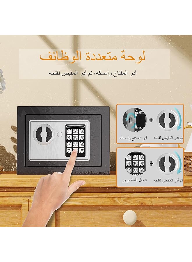 بترون صندوق أمان إلكتروني رقمي مزود بلوحة مفاتيح للاستخدام المنزلي والسفر والأعمال مع صندوق أمان صغير باللون الرمادي وقفل 0.236 قدم مكعب - Image 4