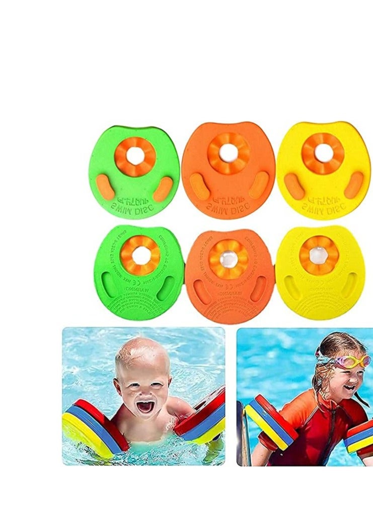 SYOSI عوامات ذراع السباحة من رغوة EVA، أساور عائمة، أجنحة مائية لعوامات ذراع السباحة للأطفال من 4 إلى 14 سنة، دوائر سباحة للأطفال، مستلزمات السباحة لصيف 6 قطع - Image 1