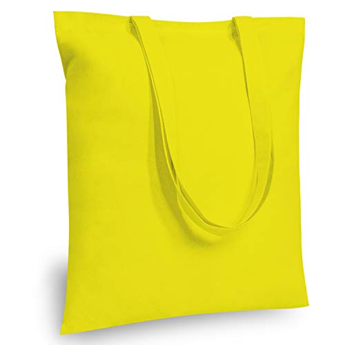 TOPDesign 6-Pack Economical 16"x15" Yellow Cotton Tote Bag, Lightweight Medium Reusable Grocery Shopping Cloth Bags, Suitable for DIY, Advertising, Promotion, Gift, Activity - Image 1