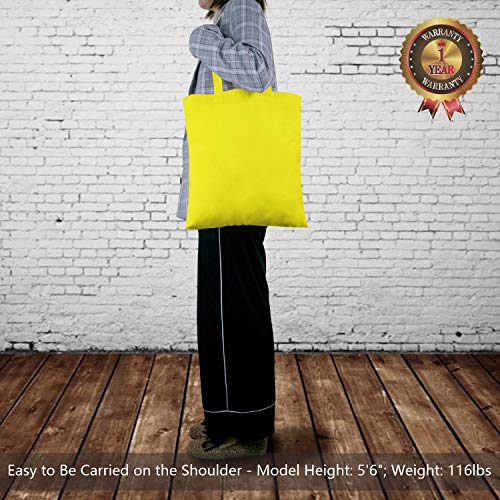 TOPDesign 6-Pack Economical 16"x15" Yellow Cotton Tote Bag, Lightweight Medium Reusable Grocery Shopping Cloth Bags, Suitable for DIY, Advertising, Promotion, Gift, Activity - Image 2