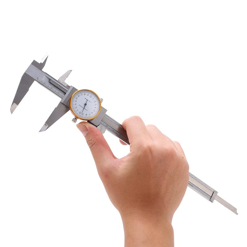 Vernier Caliper, Digital Caliper Measuring Tool, 0‑200mm Dial Caliper Steel Vernier Caliper with Depth Rod, Manual Measuring Gauge with Clear Scales for DIY,Household, Silver - Image 3