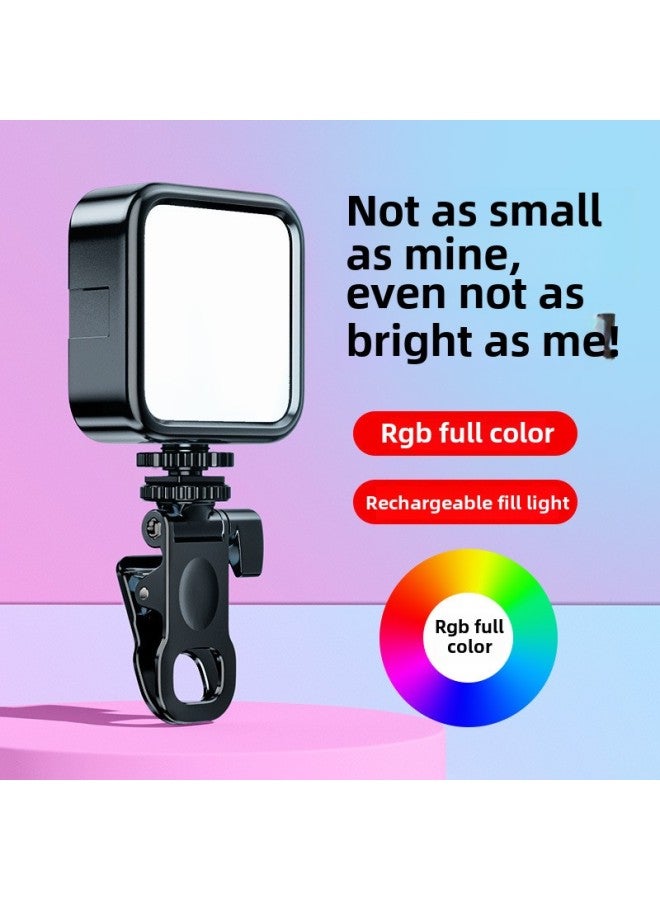 Mobile Phone Selfie Fill Light Mini Portable SLR Photo Shoot Video Beauty Led Tofu Pocket Fill Light-Color: Fill Light + Hot Shoe + Clip - Image 2