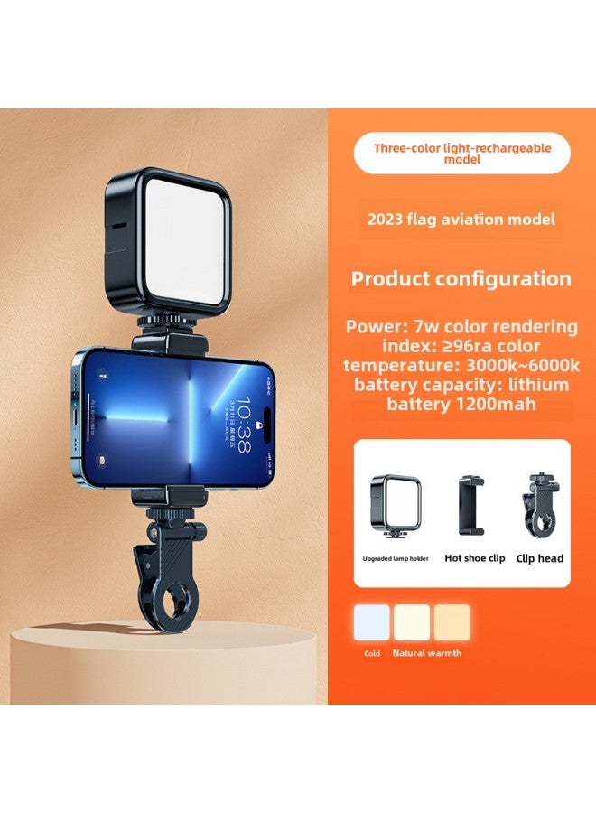 Mobile Phone Selfie Fill Light Mini Portable SLR Photo Shoot Video Beauty Led Tofu Pocket Fill Light-Color: Fill Light + Hot Shoe + Clip - Image 1