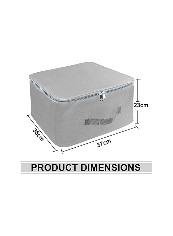 Green Tiger 2 Pack Nylon Wardrobe Bag Underbed Moisture Proof Cloth Storage Organizer, Storage box for Clothes Saree Bags with Zippered Closure & Handle (Grey, 37x35x23 cm) Square - Image 2