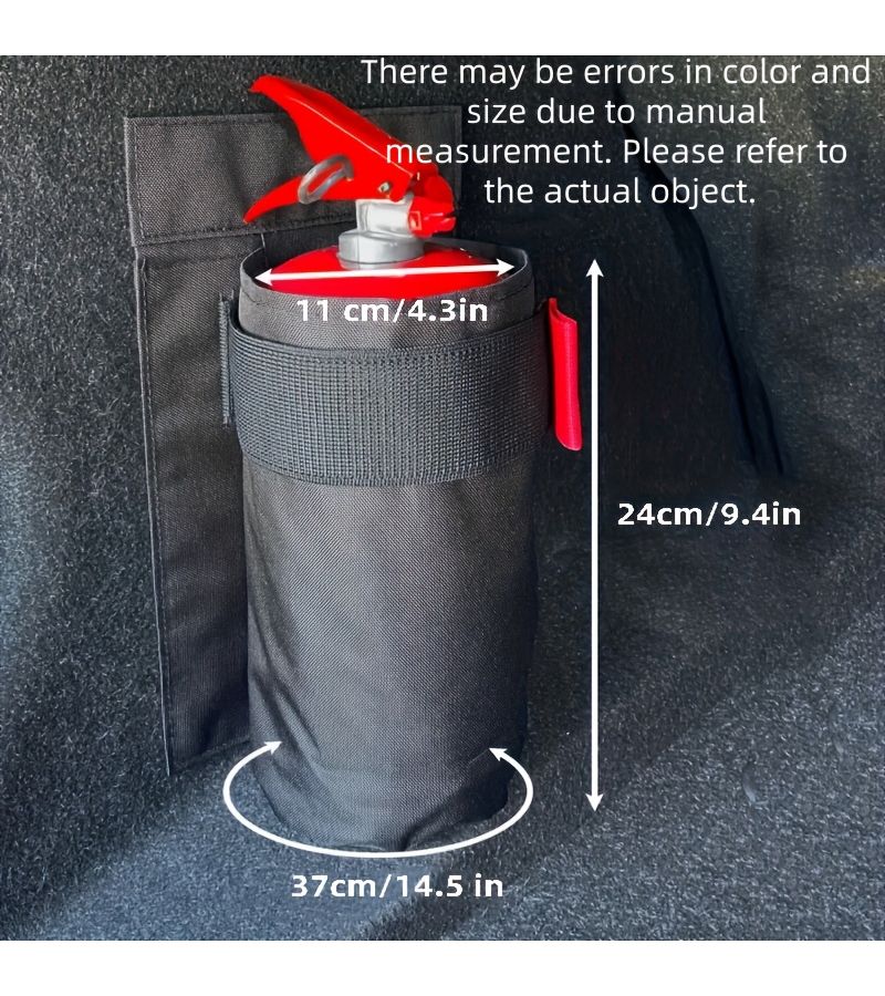 1pc Black Oxford Fabric Car Fire Extinguisher Organizer Durable Trunk Storage Holder With Seat Back Bracket For On Board Fire Extinguisher Mounting Car Accessories - Image 1