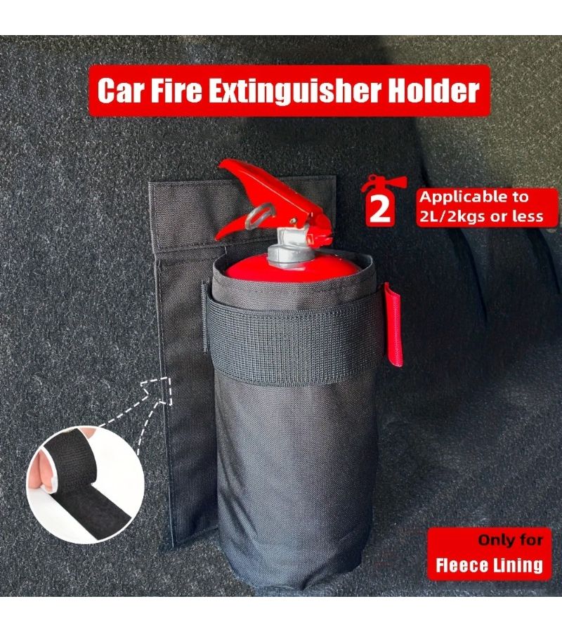 1pc Black Oxford Fabric Car Fire Extinguisher Organizer Durable Trunk Storage Holder With Seat Back Bracket For On Board Fire Extinguisher Mounting Car Accessories - Image 4