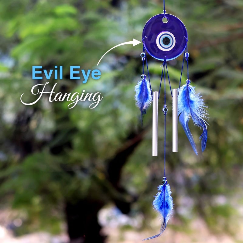 Crystu Fengshui Evil Eye Wind Chimes Home Positive Energy Windchimes Hanging for Window Decor Balcony with Good Sound Garden Pack of 1 - Image 5