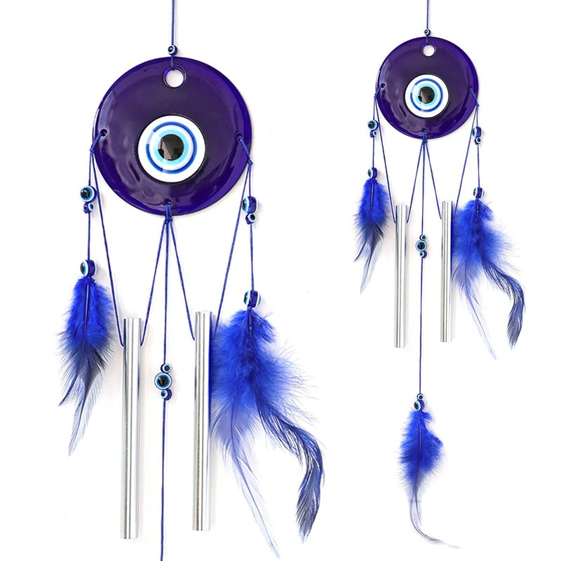 Crystu Fengshui Evil Eye Wind Chimes Home Positive Energy Windchimes Hanging for Window Decor Balcony with Good Sound Garden Pack of 1 - Image 1