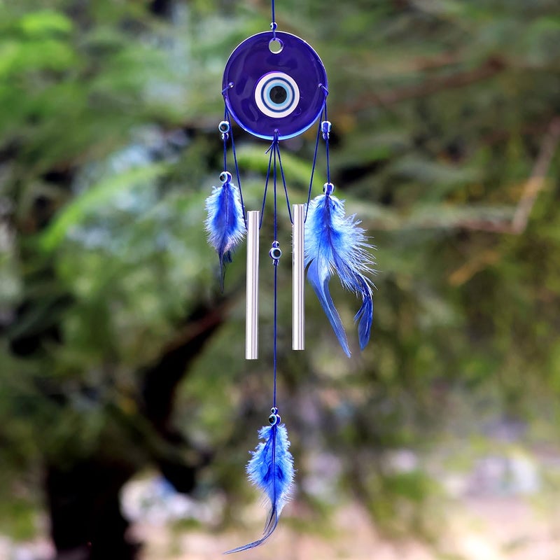 Crystu Fengshui Evil Eye Wind Chimes Home Positive Energy Windchimes Hanging for Window Decor Balcony with Good Sound Garden Pack of 1 - Image 3