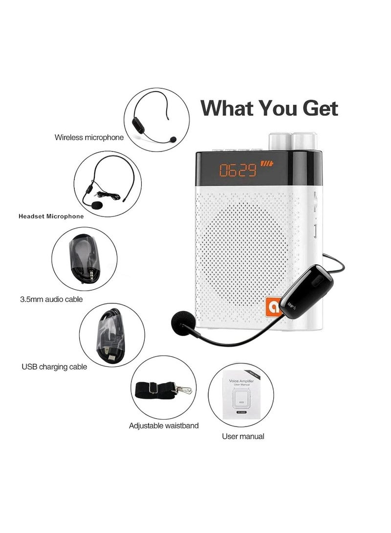 Voice Amplifier with UHF Wireless Microphone Headset 3200mAh Portable Bluetooth Personal Voice Amplifier for Teachers Fitness Instructors Tour Guide Classroom Speaker Outdoors  - Image 2