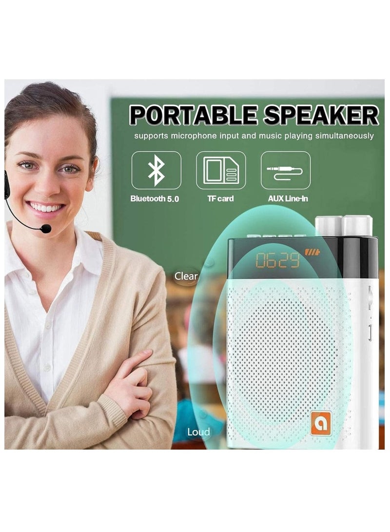Voice Amplifier with UHF Wireless Microphone Headset 3200mAh Portable Bluetooth Personal Voice Amplifier for Teachers Fitness Instructors Tour Guide Classroom Speaker Outdoors  - Image 5
