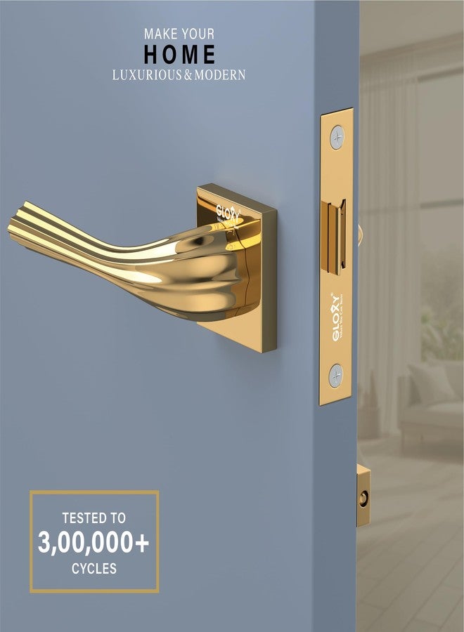 GLOXY Brass Door Locks for Bathroom Door Lock,Mortise Keyless Handle Set with Brass Baby Latch for Bathroom, Kitchen | Gold Finish (2 Years Warranty, Pack of 1) - Image 3