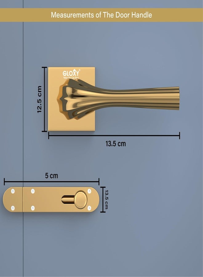 GLOXY Brass Door Locks for Bathroom Door Lock,Mortise Keyless Handle Set with Brass Baby Latch for Bathroom, Kitchen | Gold Finish (2 Years Warranty, Pack of 1) - Image 5
