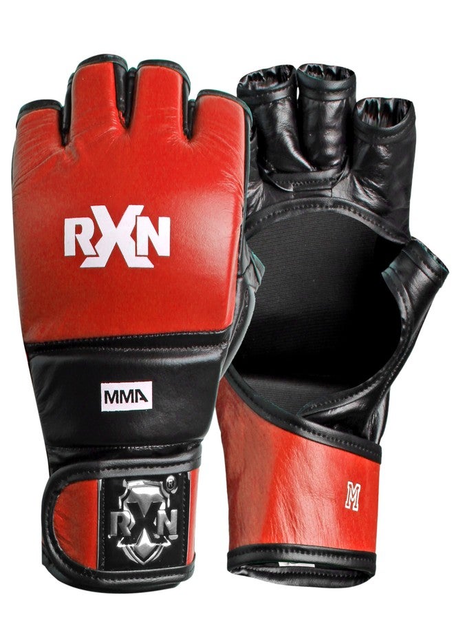 RXN Premium MMA Gloves for Men - Ultimate Kickboxing & Muay Thai Gear | Perfect for Light Sparring & Heavy Bag Training | Open-Palm Design for Maximum Grip & Comfort (Black/Red, S/M) - Image 1