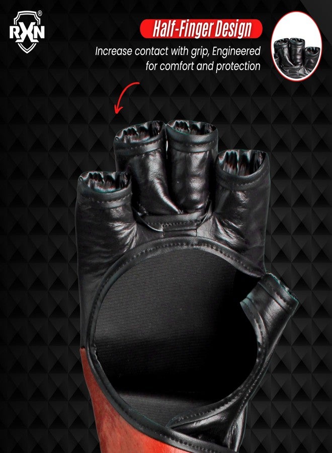 RXN Premium MMA Gloves for Men - Ultimate Kickboxing & Muay Thai Gear | Perfect for Light Sparring & Heavy Bag Training | Open-Palm Design for Maximum Grip & Comfort (Black/Red, S/M) - Image 5