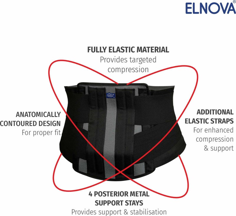 Elnova Lumbo Sacral Corset (Back Pain Belt) (X-Large - For Hip Circumference of 100-110 cm, Black)…… - Image 5