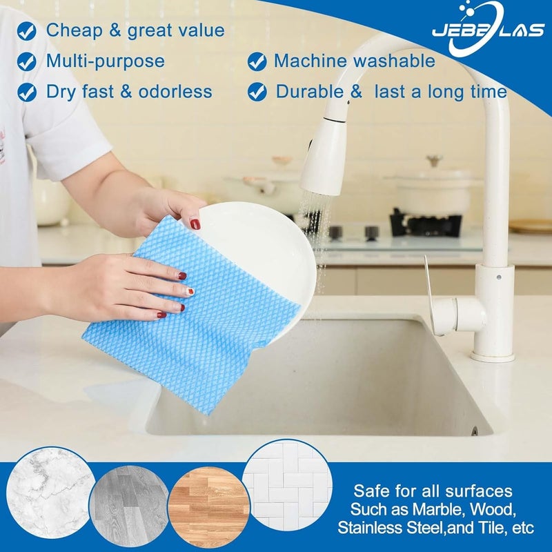 Jebblas Disposable Dish Towels and Cloths, Reusable Wipes, 50 Count/Pack, Green - Image 2