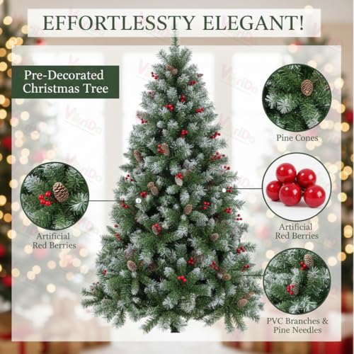 VikriDA 6.5 Feet European Cherry Pine Artificial Christmas Tree | Premium Xmas Tree with Foldable Metal Stand for Party Decoration - Image 4