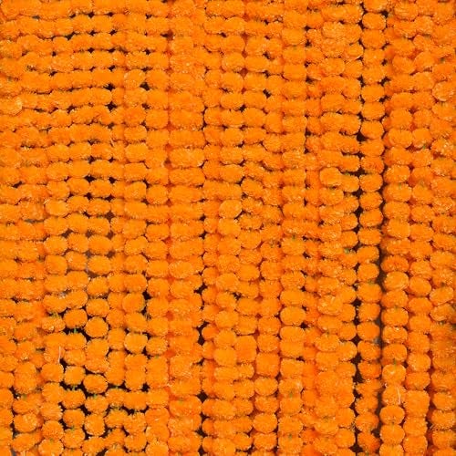 DIYANA IMPEX Marigold Garland for Decoration 5 feet Long Strands Artificial Marigold Flowers, Indian Décor for Pooja, Wedding Christmas, Events (Orange, 5) - Image 1