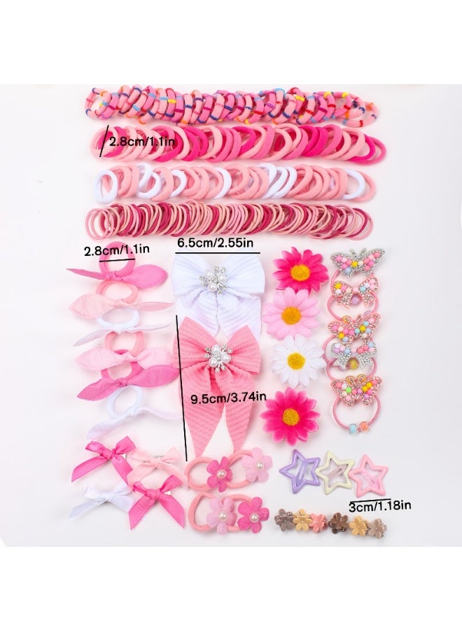 JUMEI 497 Pcs Girls Pink Hair Accessories Set Gift Box – Hair Bows, Hair Ties, Bunny Ear Headbands, Star Clips & Flower Hairpins for Kids - Image 2
