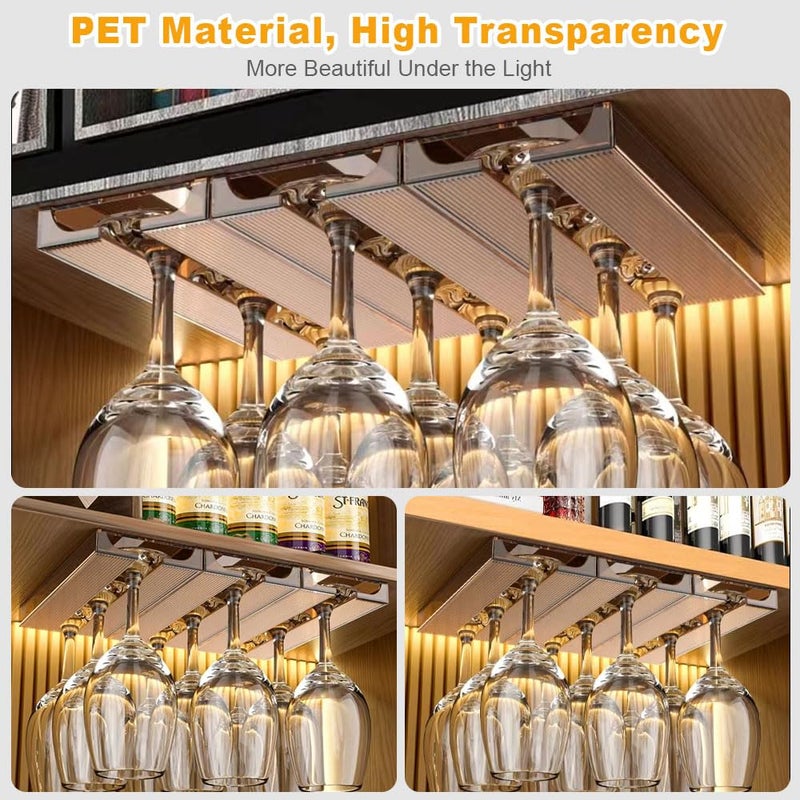 DESONAUT 2 Pcs Wine Glass Holder,Stemware Rack Punch-free Hanging Under Cabinet for Bar,Kitchen and Restaurant (Brown) - Image 4