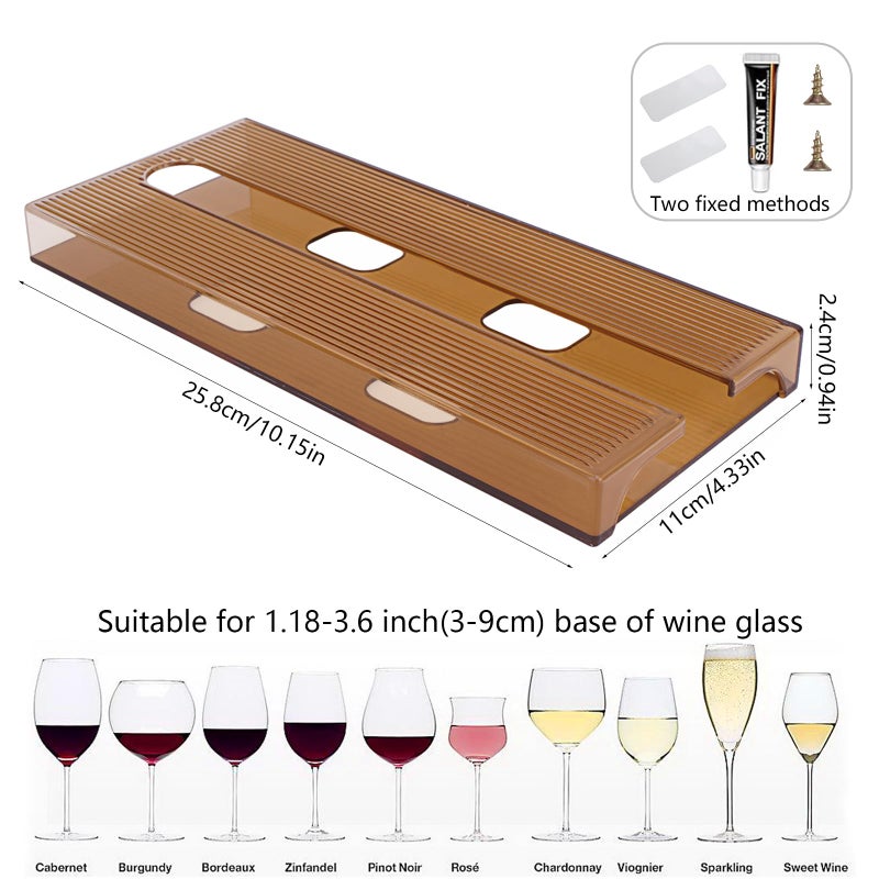 DESONAUT 2 Pcs Wine Glass Holder,Stemware Rack Punch-free Hanging Under Cabinet for Bar,Kitchen and Restaurant (Brown) - Image 3