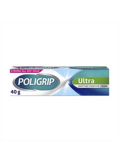 Poligrip Denture Adhesive Cream, False Teeth and Partials Fixative, Ultra, 40 g  - Image 1