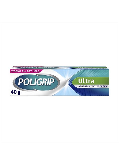 Denture Adhesive Cream, False Teeth and Partials Fixative, Ultra, 40 g