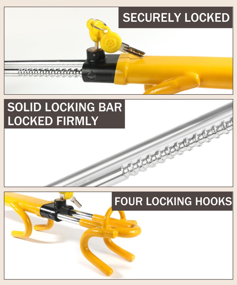 bylikeho Steering Wheel Lock,Wheel Locks for Cars,Car Accessories Car Lock Anti Theft Car Device,Car Steering Wheel Lock,Adjustable Anti-Theft Device Car Locks Double Hook Locks for SUV Pickup Truck - Image 3