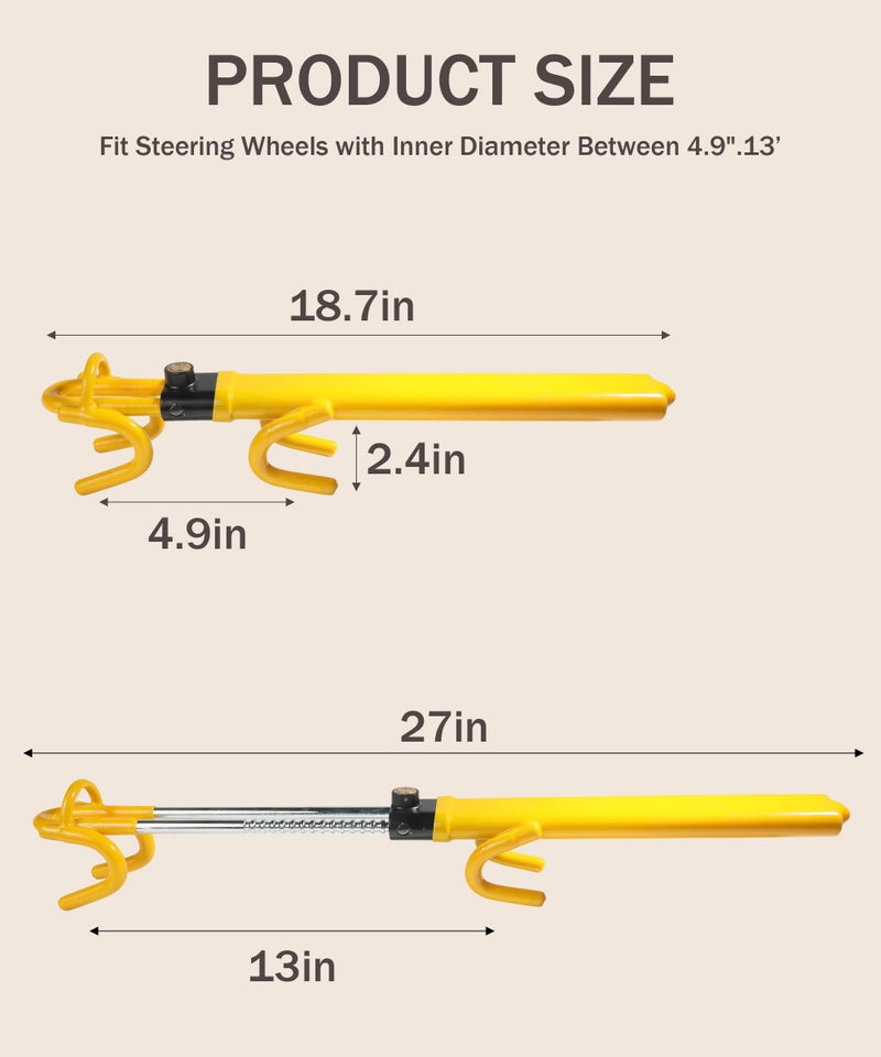 bylikeho Steering Wheel Lock,Wheel Locks for Cars,Car Accessories Car Lock Anti Theft Car Device,Car Steering Wheel Lock,Adjustable Anti-Theft Device Car Locks Double Hook Locks for SUV Pickup Truck - Image 2