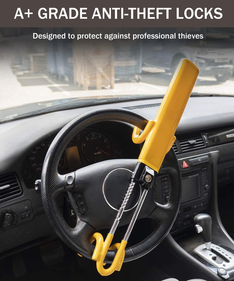 bylikeho Steering Wheel Lock,Wheel Locks for Cars,Car Accessories Car Lock Anti Theft Car Device,Car Steering Wheel Lock,Adjustable Anti-Theft Device Car Locks Double Hook Locks for SUV Pickup Truck - Image 5