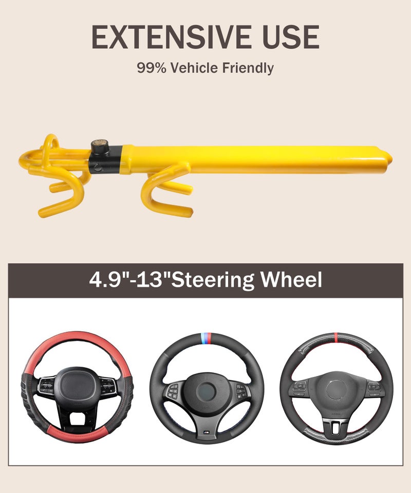 bylikeho Steering Wheel Lock,Wheel Locks for Cars,Car Accessories Car Lock Anti Theft Car Device,Car Steering Wheel Lock,Adjustable Anti-Theft Device Car Locks Double Hook Locks for SUV Pickup Truck - Image 4