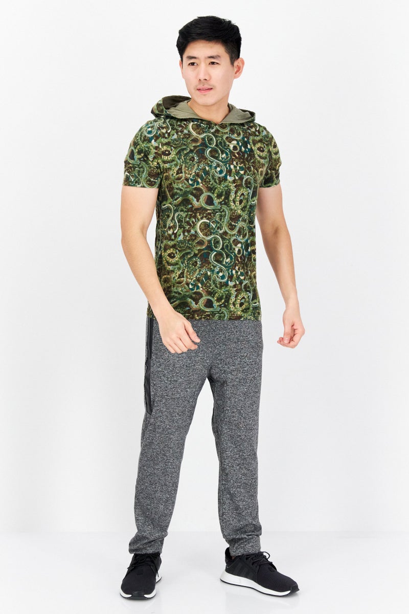 INC Men Hood Short Sleeve Snake Print T-Shirts, Green Combo - Image 4