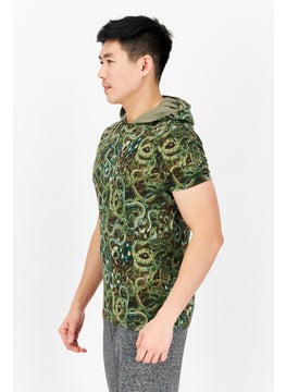 INC Men Hood Short Sleeve Snake Print T-Shirts, Green Combo  - Image 2