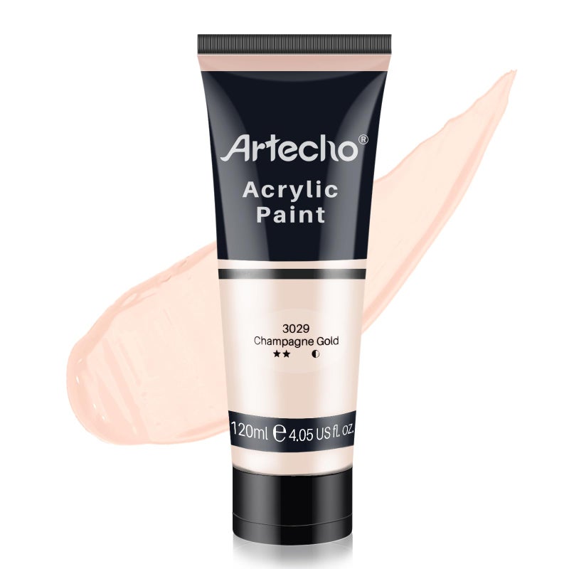 Artecho Acrylic Paint Champagne Gold Paint 120ml 405oz Tubes Art Craft Paints for Canvas Rock Stone Wood Fabric Art Supplies - Image 3