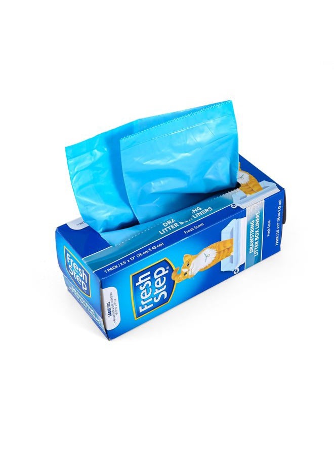 Fresh Step Drawstring Cat Litter Box Liners, Fresh Scent, Size Large,2.5"x17" - 7 Count | Kitty Litter Bags, Cat Litter Liners for All Cats To Keep Your Home Clean - Image 1
