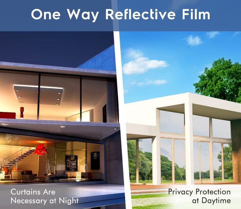 WISDOM peel and stick One Way Mirror Window Film Daytime Privacy, Sun Blocking Heat Control Anti UV Reflective Film Window Tint for Home Office Living Room (Silver Window Film, 20"x60") - Image 5
