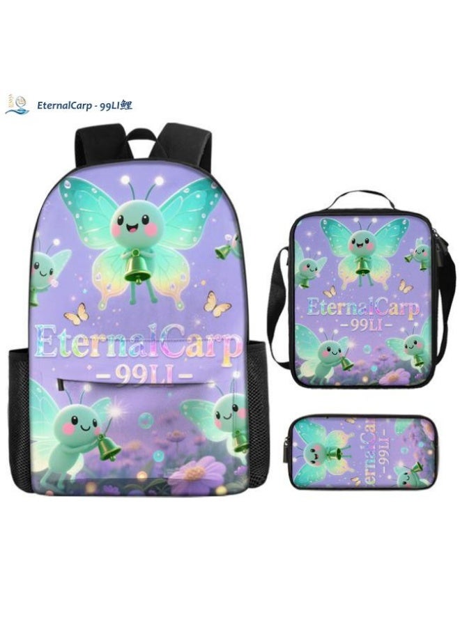 Bright Li Fire Shoulder + hand-held + stationery bag | Cartoon bag 3-piece set, easy to cope with various occasions (available for students, children, friends' outings, mountain climbing, school, etc.) | Back to school season/holiday gifts - 113 - Image 1