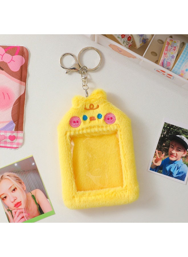 NIBEMINENT 1 - Piece Cartoon Plush Kpop Photo Card Holder Pendant Key Chain ID Badge Holder ID Card Holder Photo Card Protector for School ID Office ID Access Card for Women Girls - Image 1