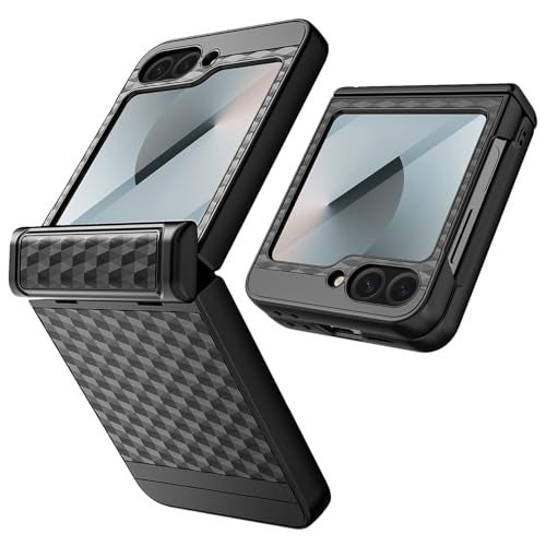 Kapa Geometric Hinge Protection Back Cover for Samsung Galaxy Z Flip5 / Flip 5 | with [Inbuilt Glass] Full Body Shockproof Hard Back Case (Black) - Image 1