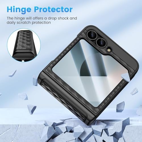 Kapa Geometric Hinge Protection Back Cover for Samsung Galaxy Z Flip5 / Flip 5 | with [Inbuilt Glass] Full Body Shockproof Hard Back Case (Black) - Image 3