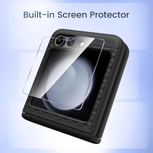 Kapa Geometric Hinge Protection Back Cover for Samsung Galaxy Z Flip5 / Flip 5 | with [Inbuilt Glass] Full Body Shockproof Hard Back Case (Black) - Image 4