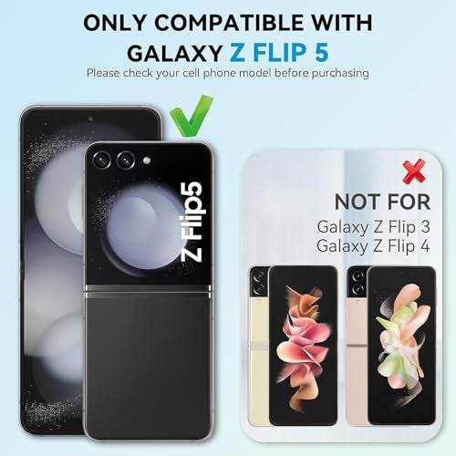 Kapa Geometric Hinge Protection Back Cover for Samsung Galaxy Z Flip5 / Flip 5 | with [Inbuilt Glass] Full Body Shockproof Hard Back Case (Black) - Image 2