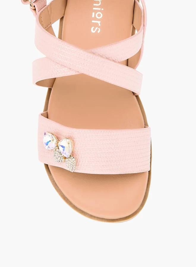 JUNIORS Girls Bow Embellished Sandals With Hook And Loop Closure
